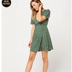 volcom Green Floral Dress